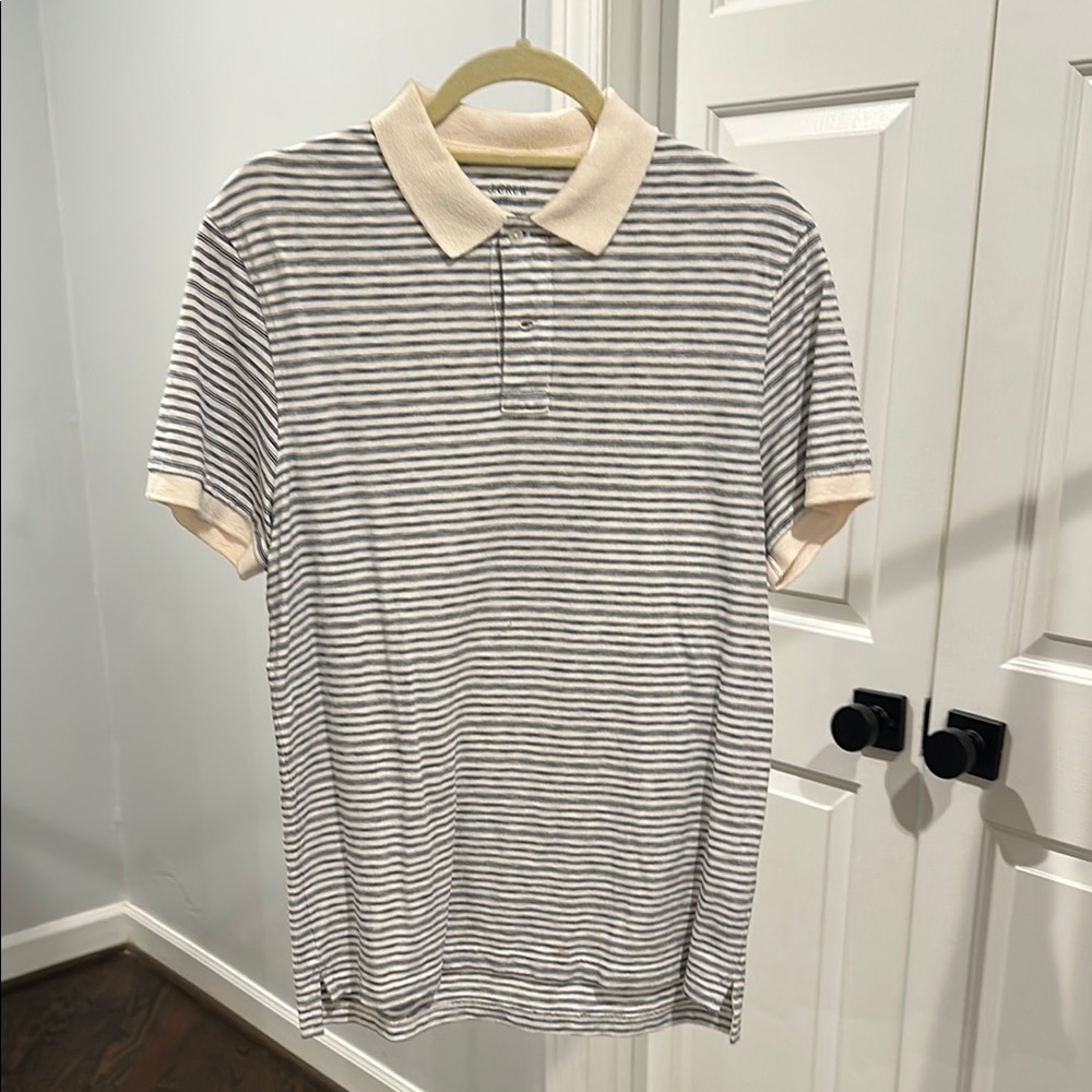 Striped Polo Shirt - Cream and Gray